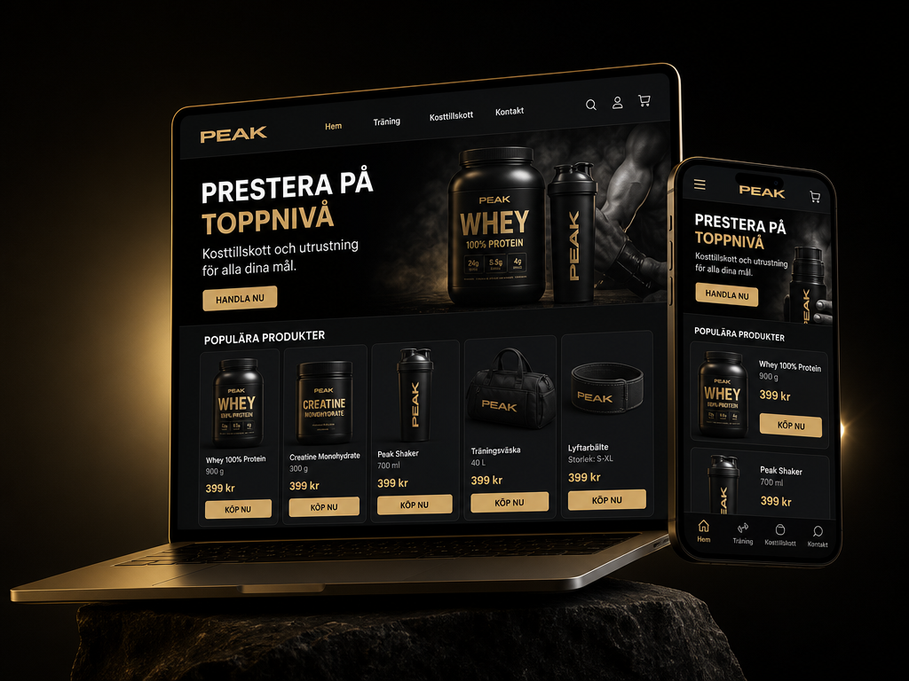 Demobutik PEAK - Kosttillskott och träningsutrustning